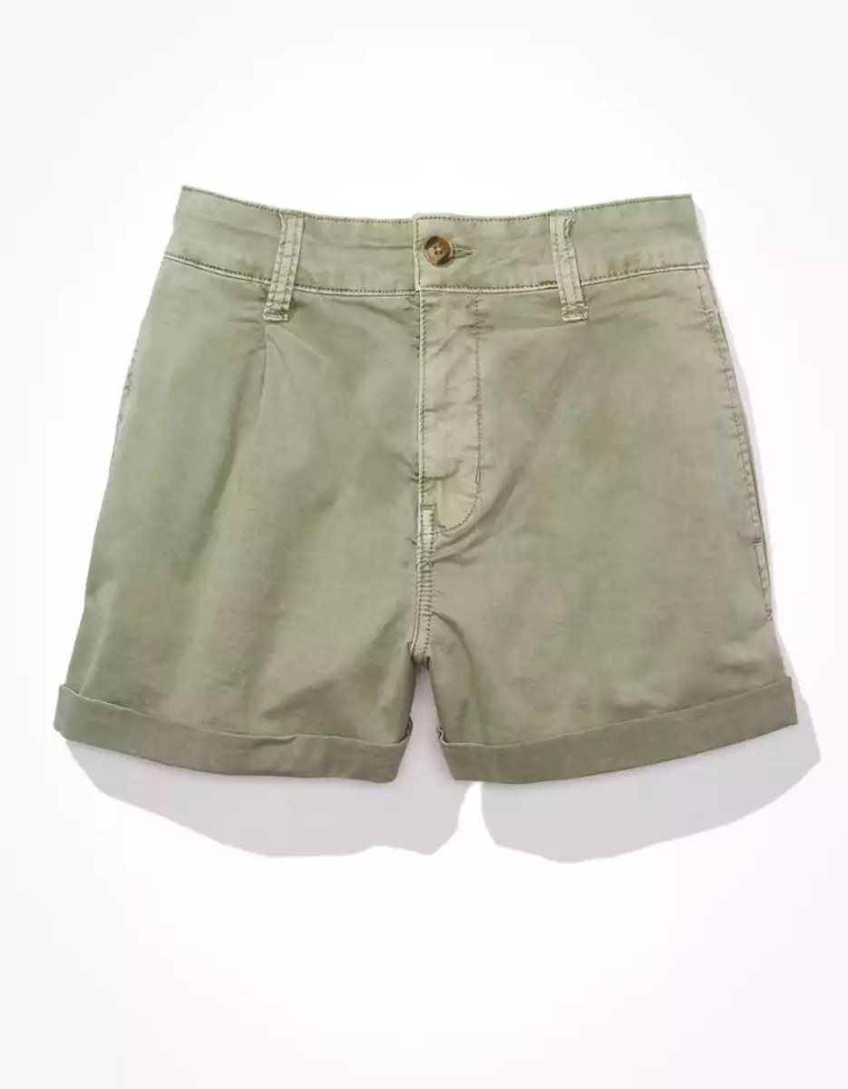 Shorts American Eagle AE Stretch Twill Highest Taille Baggy Midi Vert Olive Femme | CGG-46328276